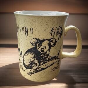 Vintage Sandalwood Australia Koala Mug | Speckled Stoneware Wildlife Cup | 90s